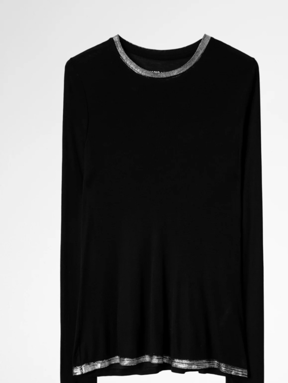 Black long sleeve t-shirt with silver foil detail